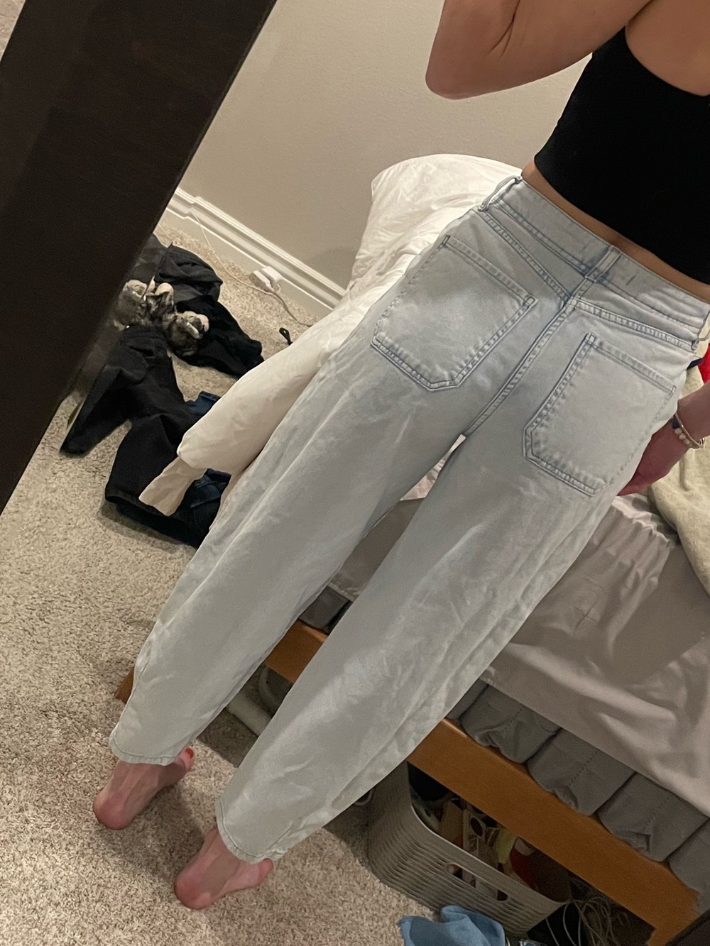 Free People Light Wash Baggy Crop Jeans - Picture 3 of 5